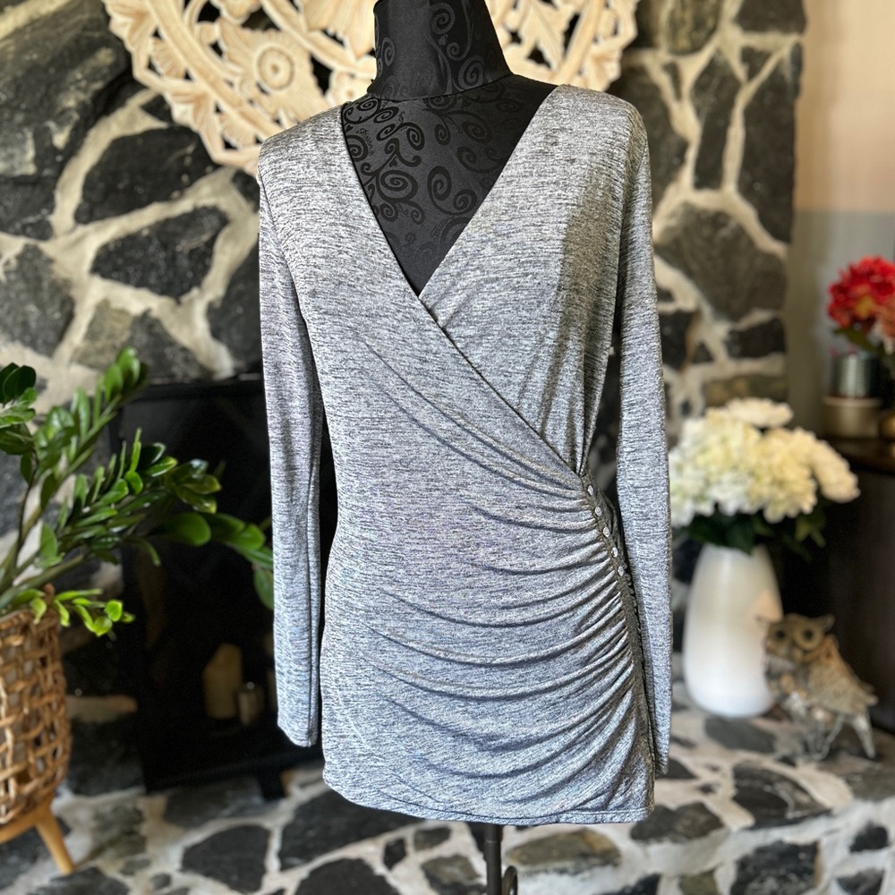 White House Black Market Silver Ruched Mini Dress